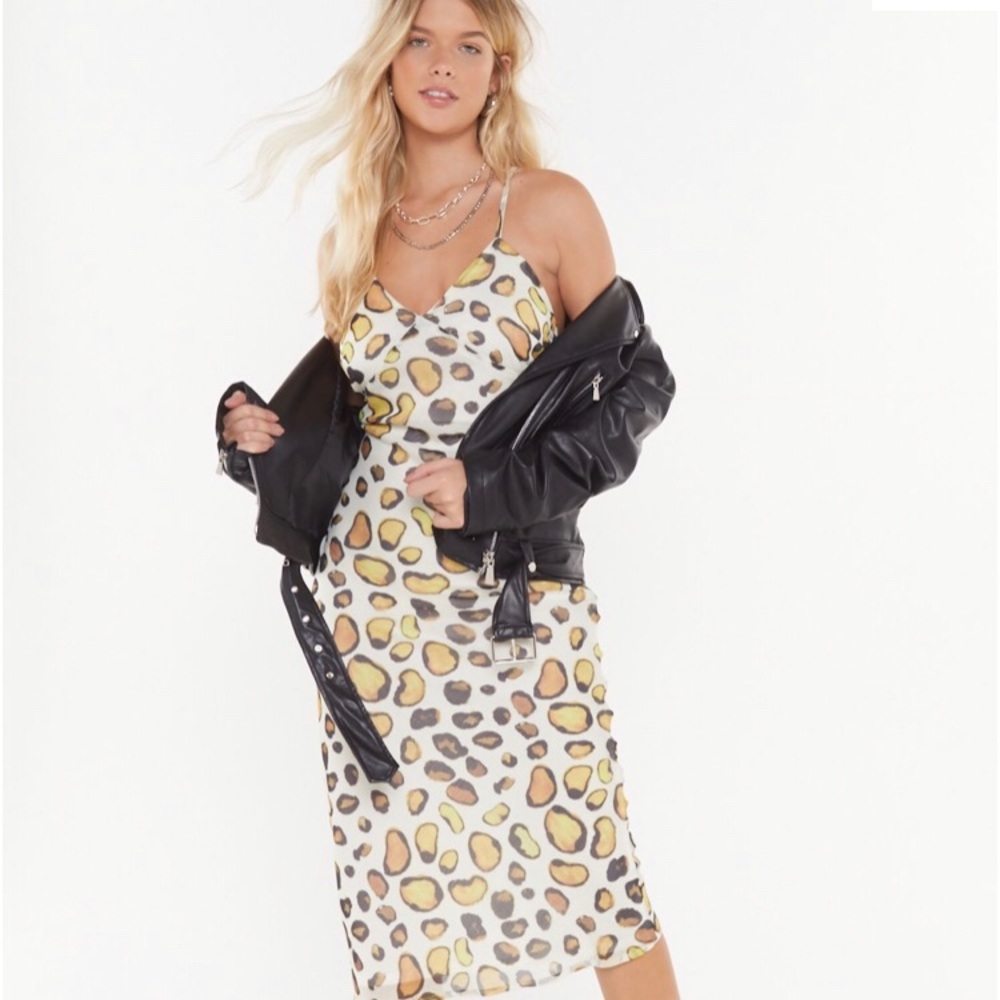 Leopard print slip dress